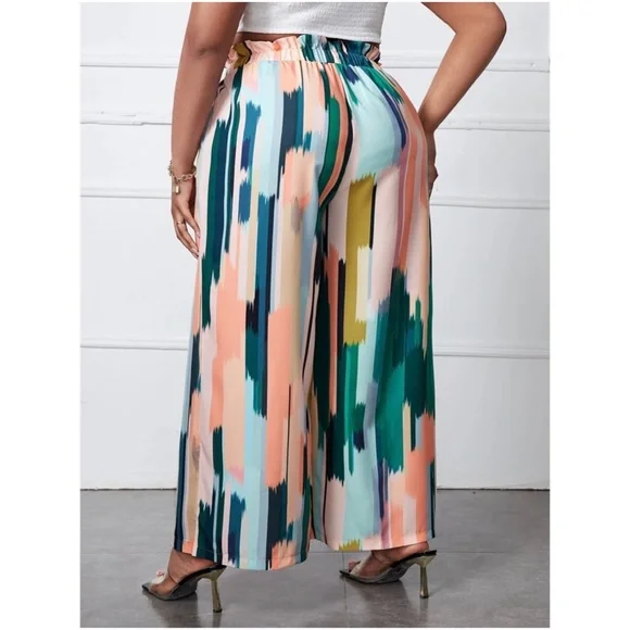 Plus Water Color Wide Leg Palazzo Lounge Pants - Picture 5 of 5